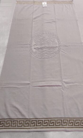 Toalla de baño y Playa 100% algodón Egipcio gran absorción con motivos Egipcio Color Blanco Medidas 90_x_175 cm.