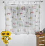 Cortina de Cocina visillo Estampados con Presillas Translucidas para Decoración de Ventanas cocina en varios altos 140 cm Hasta 220cm..
