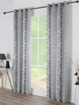 Cortinas para sala Color gris con Negro diseño único para Ventanas Puertas de Salón Habitación Con 8 ollaos de acero.