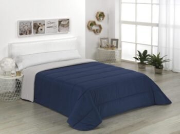 Edredón nórdico cama liso Azul/Marfil reversible bicolor de 300gms con largo de 270cm.