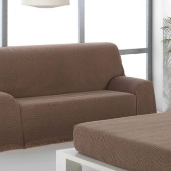 Cubre sofá Multiusos, jarapas algodón Espiga ,Tonos Camel Negro  tejido: 80% Algodón, 20% Poliéster Fabricado en España.