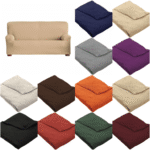 Fundas de sofá 3 + 2 PLAZAS Protectores colores surtidos de Alta Elasticidad para todos los modelos Calidad: 50% Poliéster, 45% Algodón, 5% Elastómetro Máxima adaptación – Fabricado en España.
