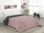 Edredón nórdico cama liso Gris/Rosa reversible bicolor de 300gms con largo de 270cm.