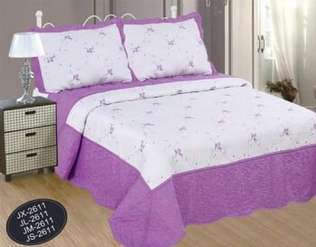 Colcha bouti Cama (J-2611) Cubrecama Bordada Cosida con Fundas para Primavera/Verano/otoño, Lila.