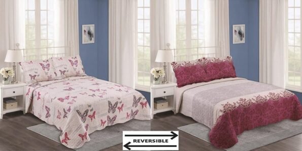 Colcha estampada bouti con motivos alegres y alegaste para otoño, primavera o verano con 2 fundas de cojin.