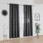 Cortinas semi opacas para ventana sala habitación salones de color gris oscuro, con 8 ojales de acero.