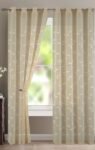Cortina Bordadas visillo beis hojas en balcón con 8 ollaos bordado para Ventanas Puertas de Salón Habitación Dormitorio .