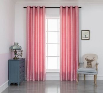 Cortina  Sala Dormitorio Habitación y salón Fucuri con labrados en cenefa Egipcias ,color rosa con 8 Ojales de Acero.