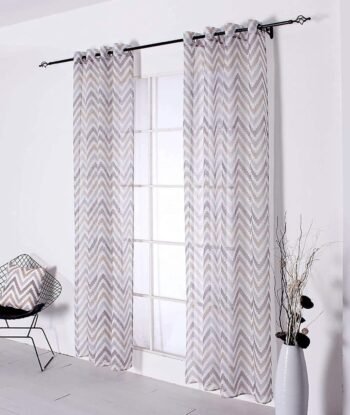 Visillos translúcido cortina estampado, salón dormitorio estampado color multicolor marrón es con 8 Ojales de acero.