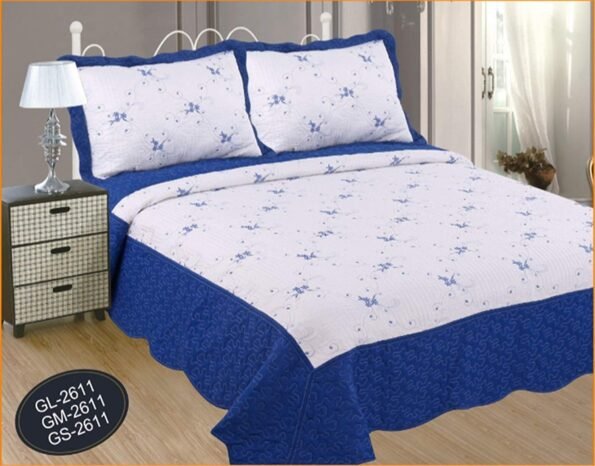 Colcha para Cama (G-2611) Cubrecama Bordada Cosida con Fundas para Primavera/Verano/otoño,Azul intenso.