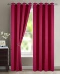Cortina semi opaca fucsia de 140x260 cm con 8 ojales, ideal para salón y dormitorio