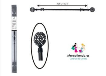 Barra de Cortina Extensible Negro 19-16mm Modelo Bola
