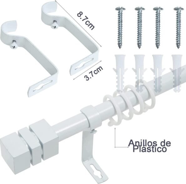 Barra Extensible Blanca 19-16mm con Soportes Modernos