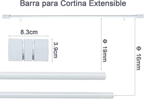 Barra Extensible Blanca 19-16mm con Soportes Modernos