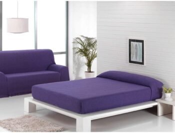 Cubre sofá Multiusos, jarapas algodón Espiga ,Tonos Morado y Negro tejido: 80% Algodón, 20% Poliéster Fabricado en España.