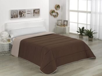 Edredón nórdico cama liso Beis/Marrón reversible bicolor de 300gms con largo de 270cm.
