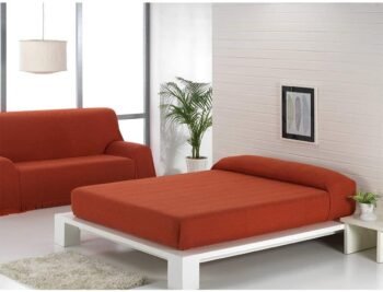 Cubre sofá Multiusos, jarapas Espiga ,Tonos Naranja y Rojo 80% Algodón, 20% Poliéster.
