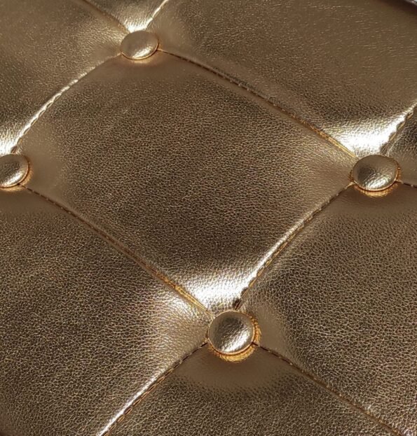 Baúl Puff pulí piel Taburete para almacenaje Plegable en Oro, 76 x 38 x 38 cm.