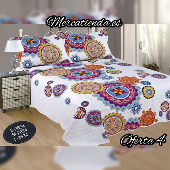 Colcha Bouti Tacto algodón para Cama de 135 y 150cm con Dos Fundas de 50 x 70 cm de Regalo. Oferta-4