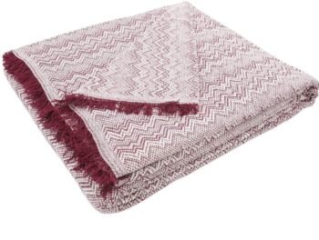Cubre sofá Multiusos jarapas Composición del tejido: 80% Algodón, 20% Poliéster Fabricado en España zigzag, crudo granate.