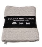 Cubre sofá Multiusos, jarapas algodón zigzag, crudo gris perla.