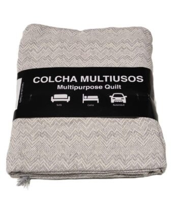 Cubre sofá Multiusos, jarapas algodón zigzag, crudo gris perla.