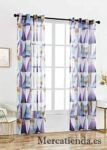 Cortinas de Visillo Azul Juveniles Estampados para Sala Paneles con Ojales acero para Salón Habitación.