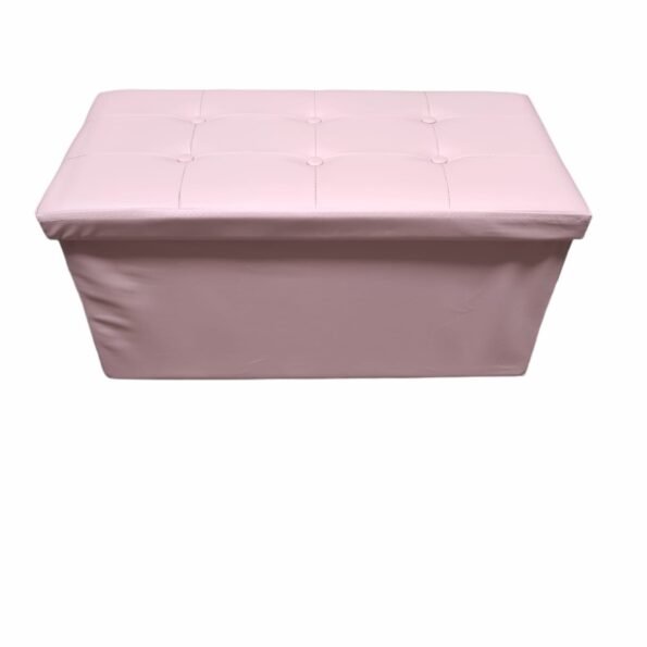 Baúl Puff pulí piel Taburete para almacenaje Plegable en Rosa, 76 x 38 x 38 cm.
