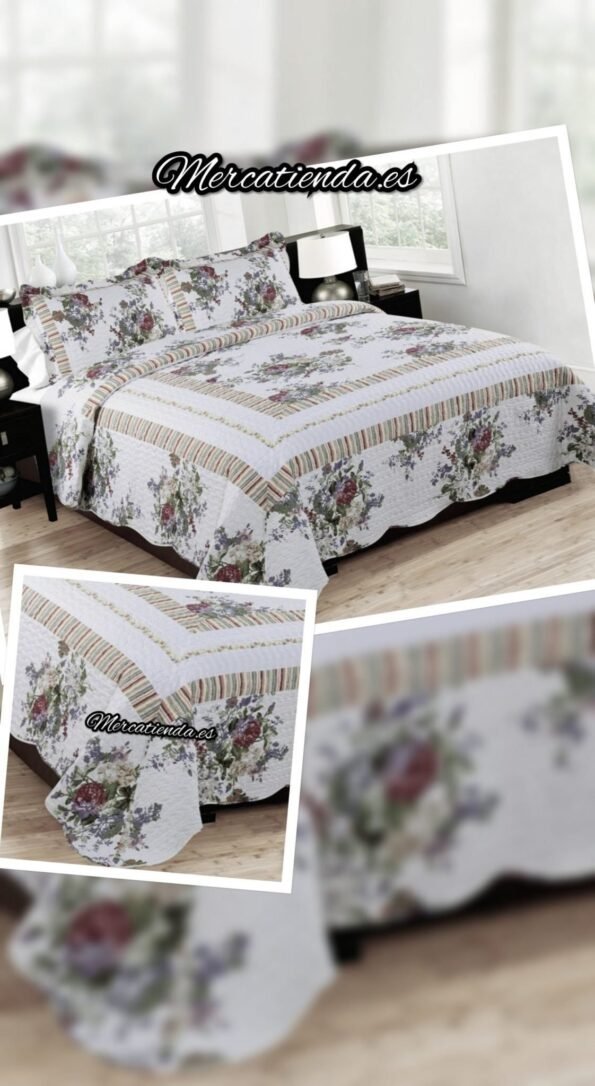 Colcha Bouti tacto algodón cubre Cama de 135 y 150cm con Dos Fundas de 50 x 70 cm de Regalo.