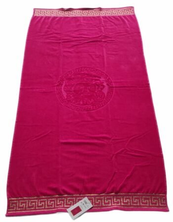 Toalla de baño y Playa 100% algodón Egipcio gran absorción con motivos Egipcio Color Fucsia Medidas 90_x_175 cm.