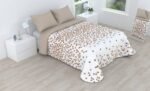 Colcha bouti marca Victorio & Lucchino cosida reversible cubre cama con Fundas 50x70 cm modelo Celia Color Marrón para primavera / verano / otoño