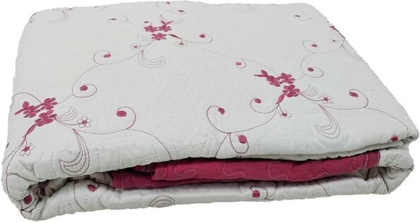 Colcha bouti Cama Cubrecama Bordada Cosida con Fundas para Primavera/Verano/otoño, (Q-2611) Granate.