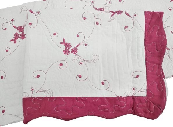 Colcha bouti Cama Cubrecama Bordada Cosida con Fundas para Primavera/Verano/otoño, (Q-2611) Granate.