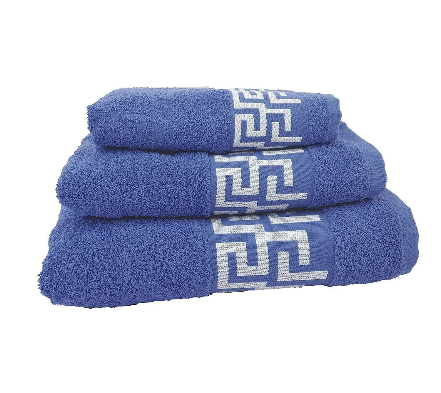 Toallas de baño en Azul Eléctrico Set 3 100% algodón Portugués , Gran absorción,450 g/m2,súper Suave.