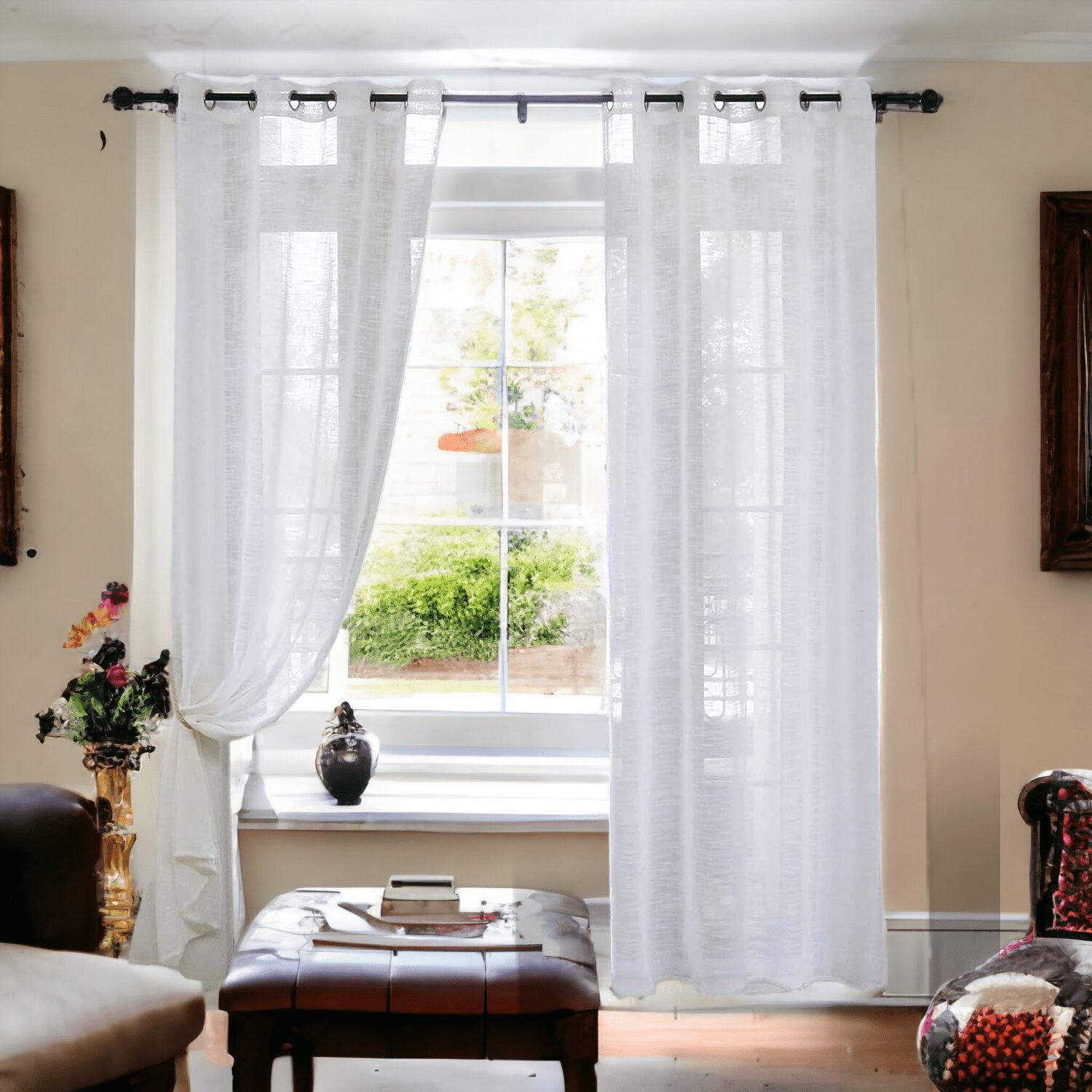 Visillos para Ventanas - Set de 2 Unidades en Blanco, Ideal para Salón, Comedor y Habitaciones, 145 x 260 cm