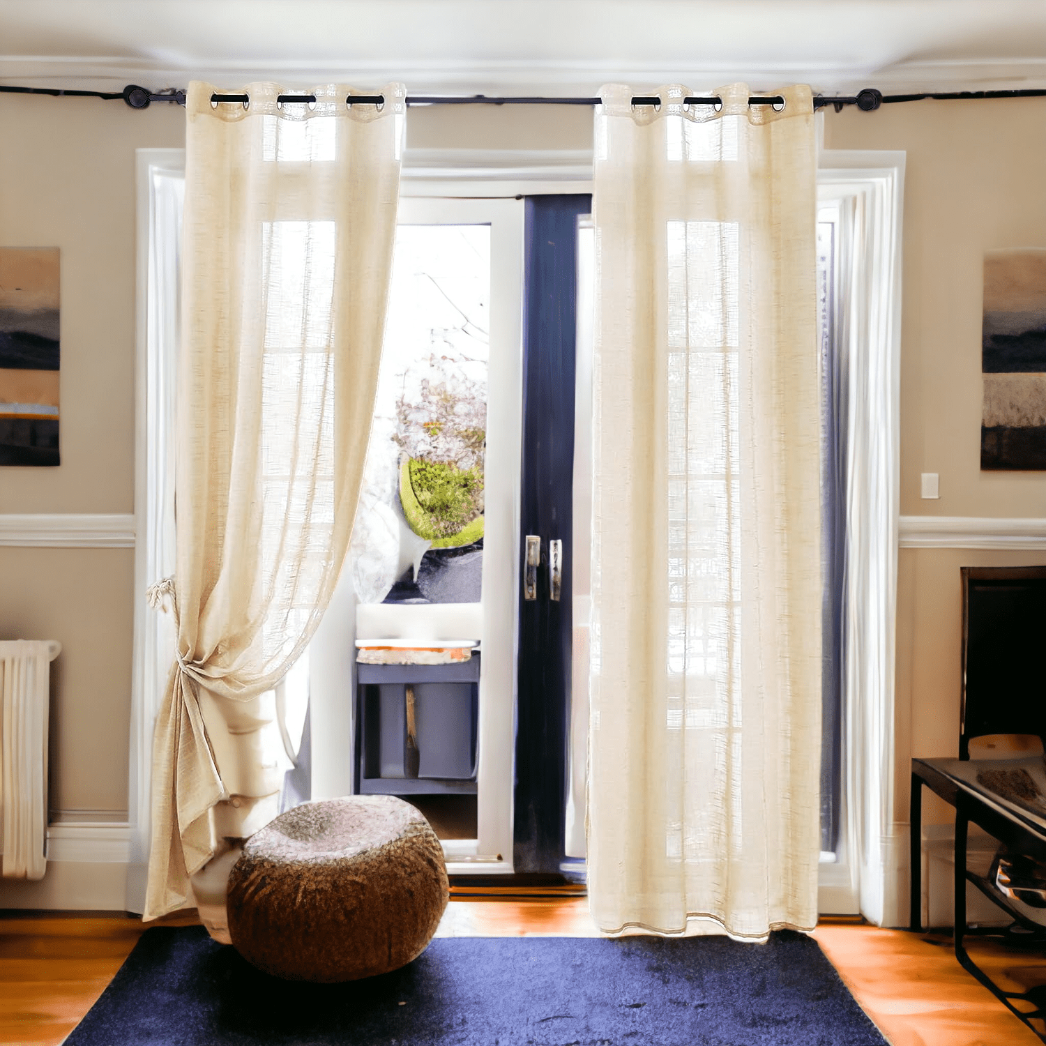 Visillos para Ventanas - Set de 2 Unidades en beige, Ideal para Salón, Comedor y Habitaciones, 145 x 260 cm