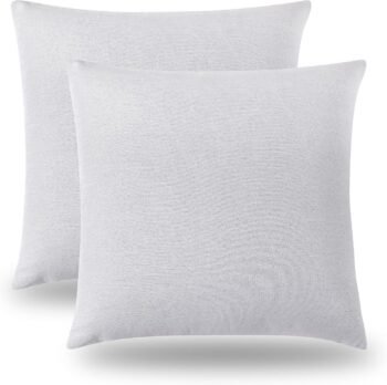 Juego de 2 Fundas de Cojines blanca perla de Lino Laminado con Cremalleras, Varios Tamaños Disponibles, Fundas para Almohadas de Alta Calidad.