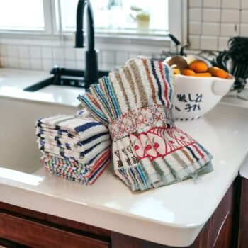 Paños de Cocina Premium Bordados 100%Algodón Portugal, Frutas.