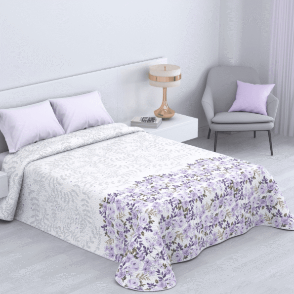 Colchas de cama Reversibles- Baratas de Alta Calidad -Aruba en Lila- Económica.