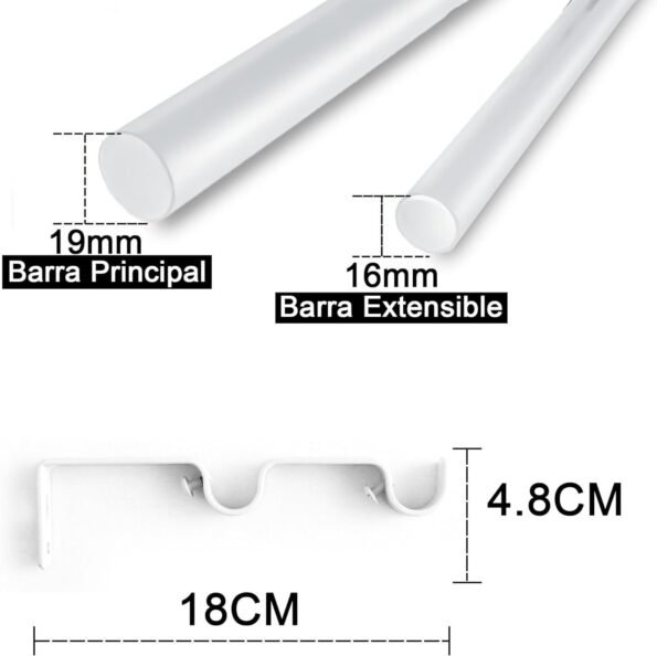 Barras de Cortina Dobles Blancas: Durabilidad y Diseño