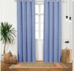 Cortinas rústicas para salas, habitación, salón en color azul vaquero Supersuave para cualquier tipo de ventana con un toque vigoroso con 8 ollaos de acero.
