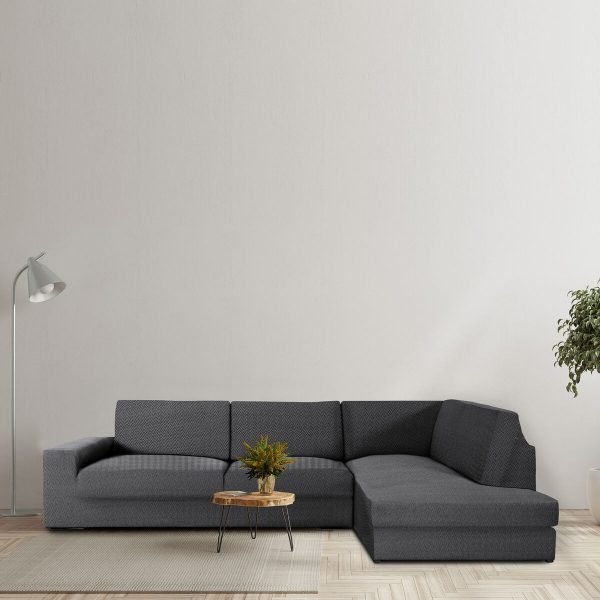 Funda para Chaise Longue Sofá Eysa Jaz Gris Oscuro - 110 x 120 x 500 cm, Bielástica