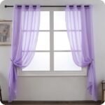 Cortinas translúcidas para salón o dormitorio de 140×260 cm en Lila con visillo liso y gasa fina.