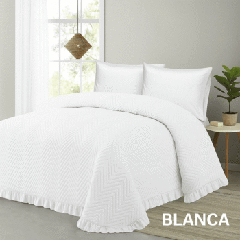 Colcha Bouti Lavada Lisa en Blanco de Microfibra Suave, Ligera y Elegante para Verano