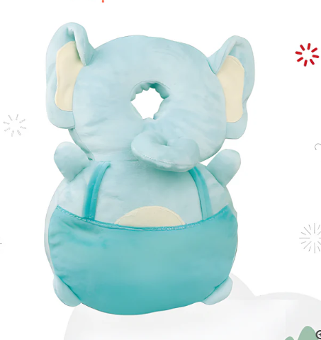 Protector de cabeza anti-shock baby™ - Modelo Elefante Azul: ¡Seguridad y Estilo para Tu Bebé!