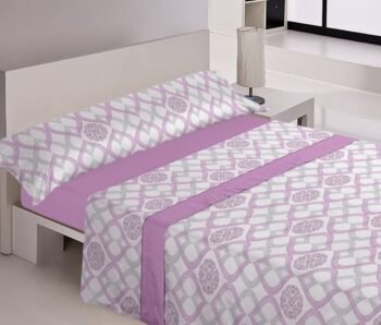 Sábanas cama verano Pionias Malva Suaves y Económicas de Microfibra Anti-perli  | Mercatienda.es