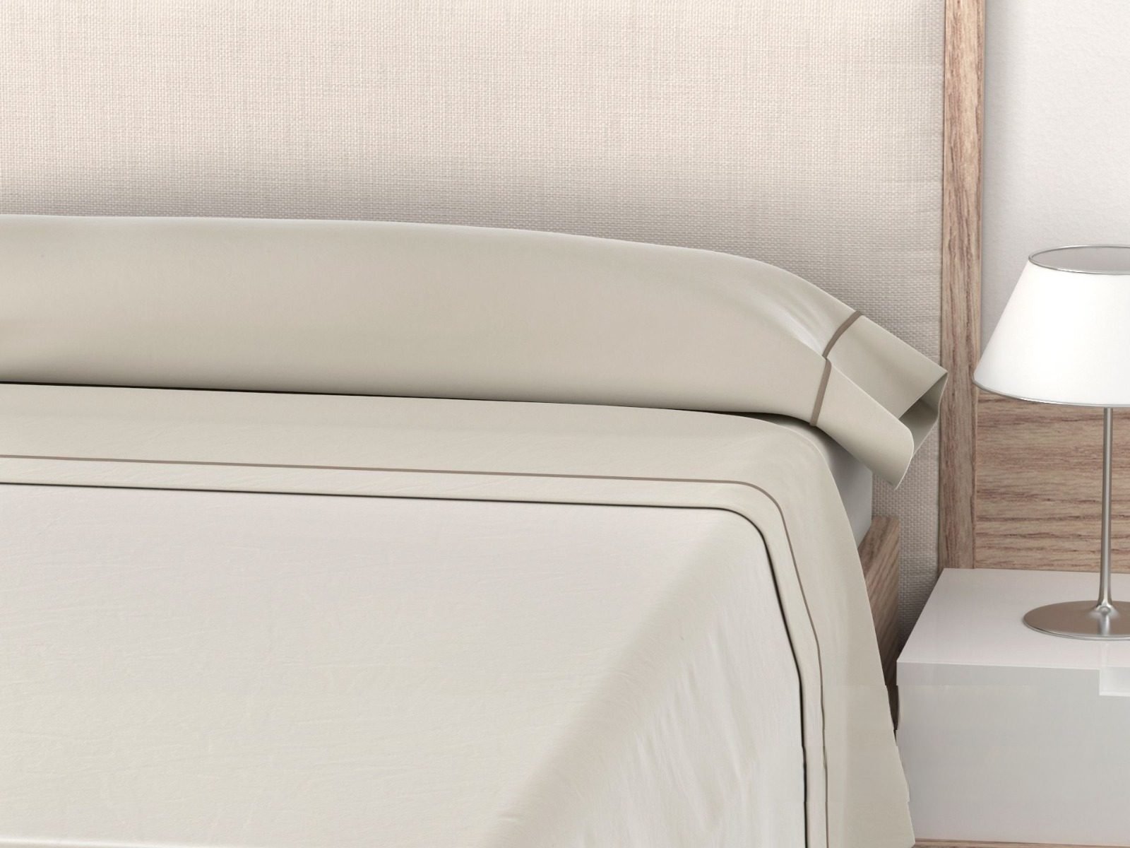 Sábanas de Hostelería para cama verano Lisa Beis con Jaretón ROOMERS - 50% Algodón y 50% Poliéster | Mercatienda.es