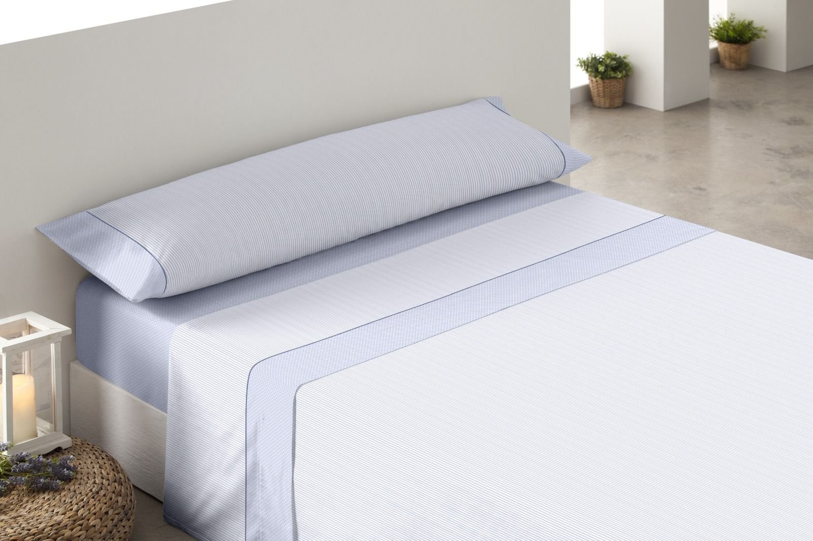 Juego de Sábanas Azul Stripes 3 Piezas Suaves y Económicas para Verano