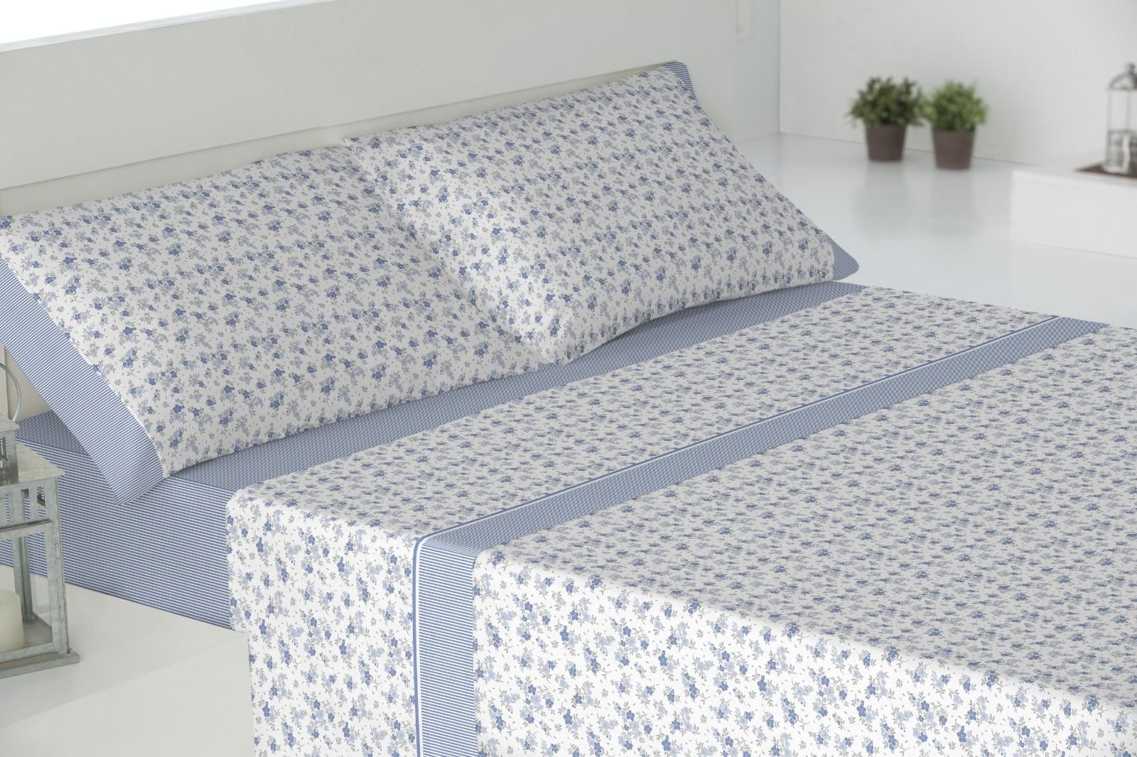 Juego de Sábanas Barton 3 Piezas Azul Microfibra - Mercatienda.es