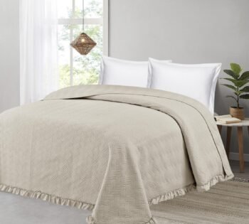 Colcha Bouti Lavada Lisa en Lino de Microfibra Suave, Ligera y Elegante para Verano.